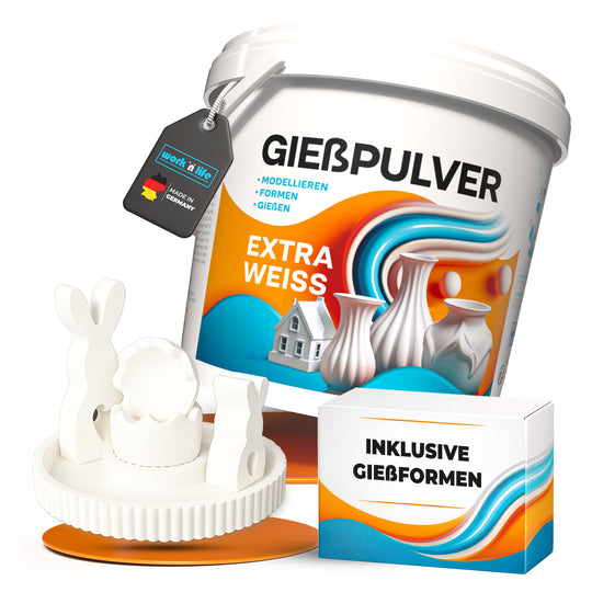 Gießpulver Extra Weiß 1kg im Oster- SET inkl. Silikonformen