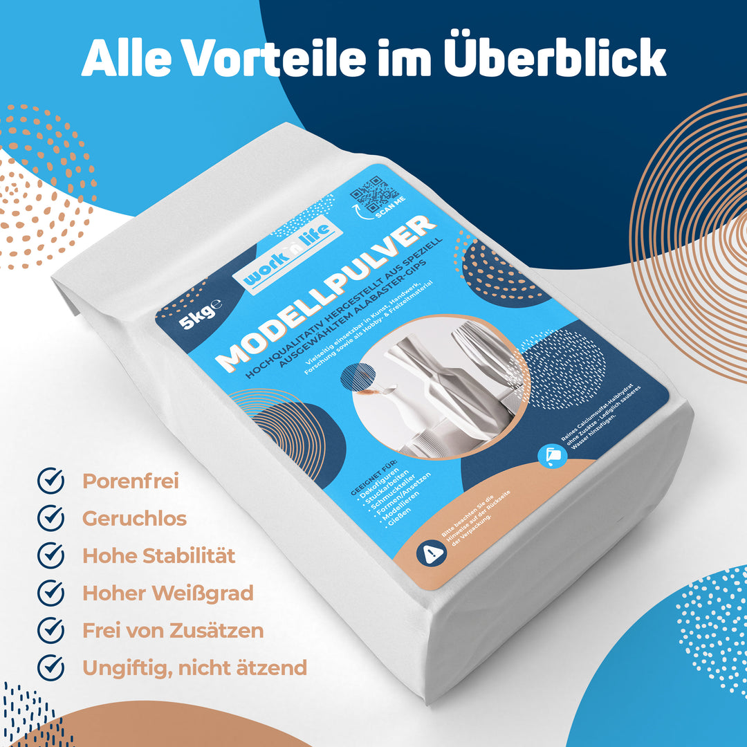 Modellpulver aus Alabastergips für Formen, Modellbau & Stuck