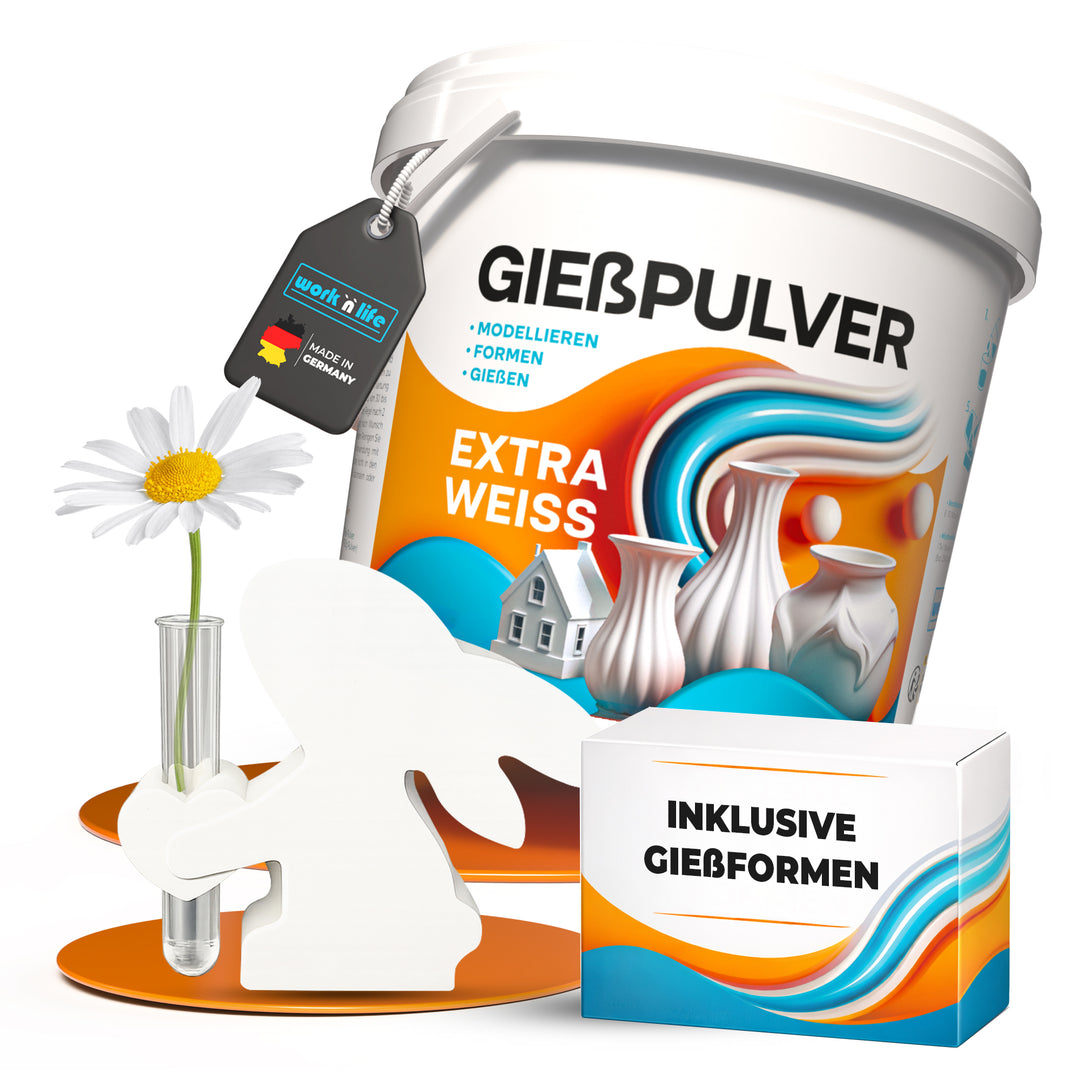 Gießpulver Extra Weiß 1kg im Oster- SET inkl. Silikonformen