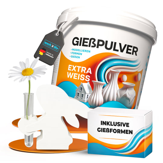Gießpulver Extra Weiß 1kg im Oster- SET inkl. Silikonformen