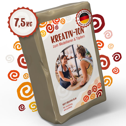 Kreativton 7,5kg auf weißem Hintergrund