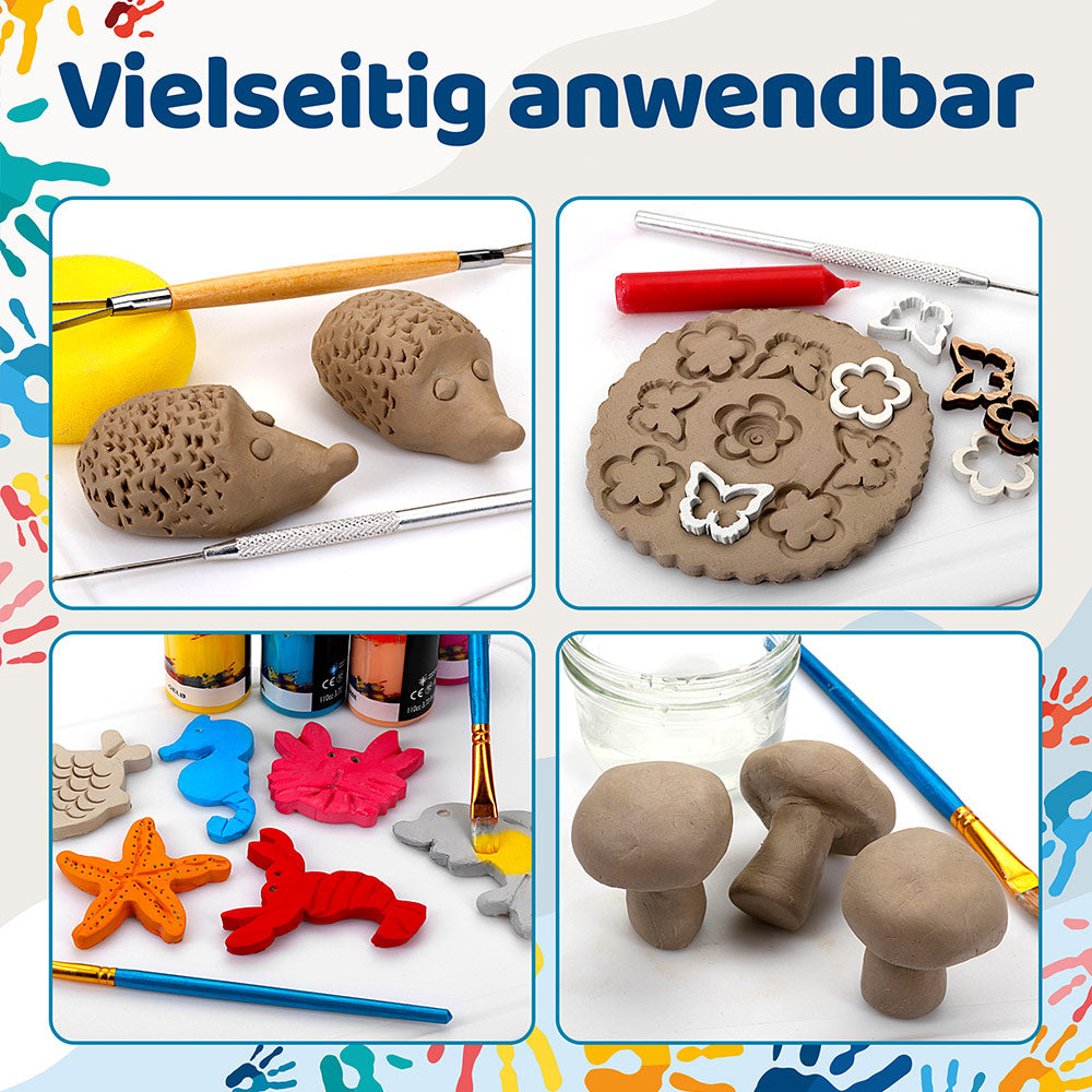 Bastelton lufttrocknend - Ideal für kreatives Basteln mit Kindern und zu Hause
