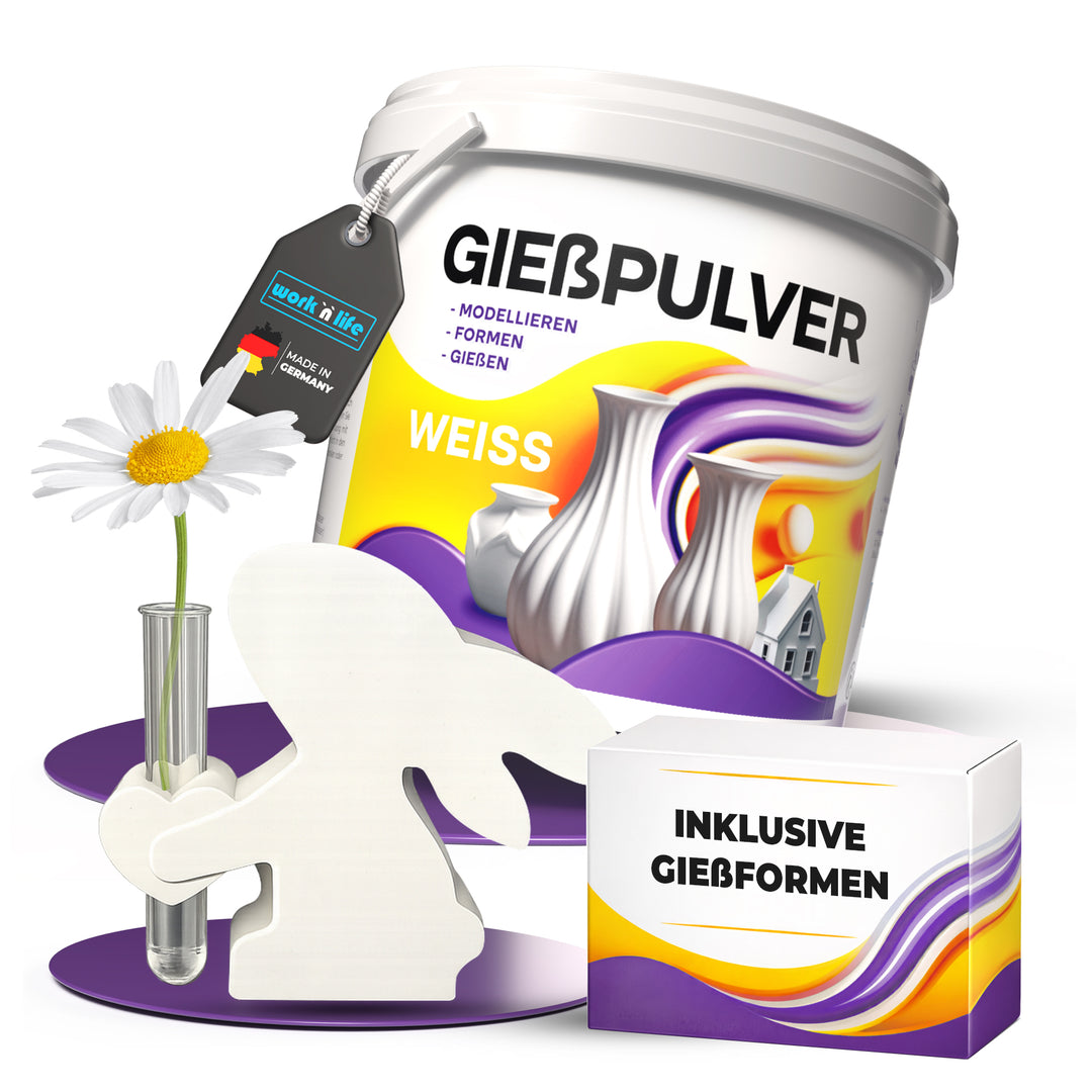 Gießpulver Weiß 1kg im Oster- SET inkl. Silikonformen