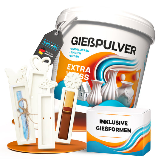 Gießpulver Extra Weiß 1kg im Oster- SET inkl. Silikonformen