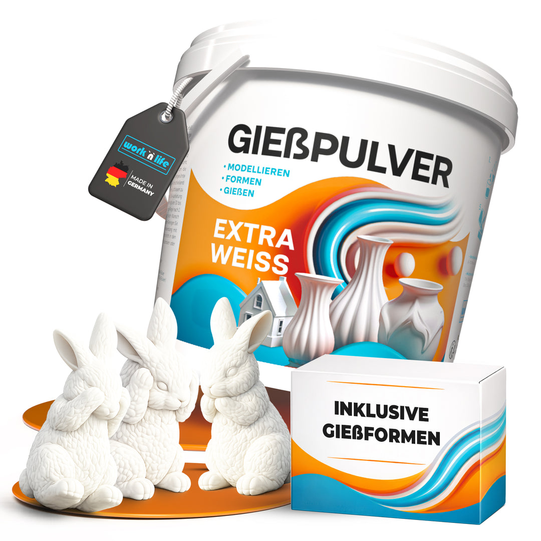 Gießpulver Extra Weiß 1kg im Oster- SET inkl. Silikonformen