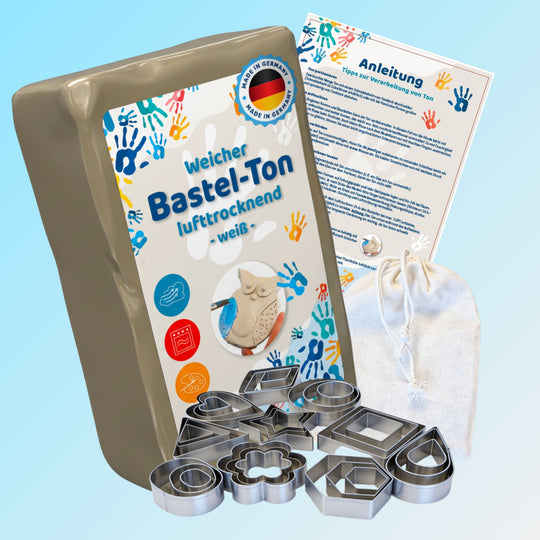 Starter Set - Lufttrocknender Bastelton mit Basis Ausstechformen
