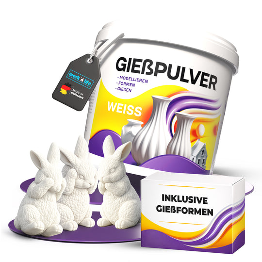 Gießpulver Weiß 1kg im Oster- SET inkl. Silikonformen