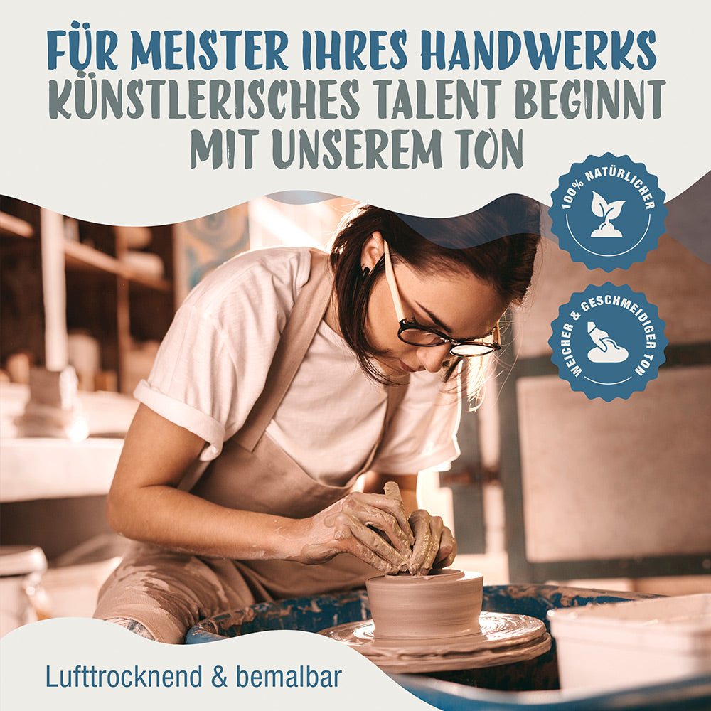 Töpferton Set mit Töpferwerkzeug 8-teilig