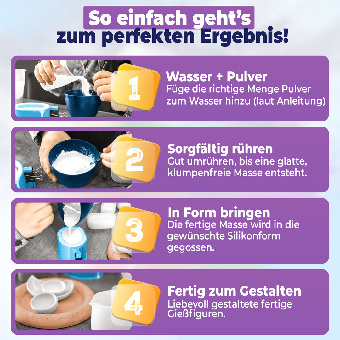 Gießpulver Weiß 1kg im Oster- SET inkl. Silikonformen