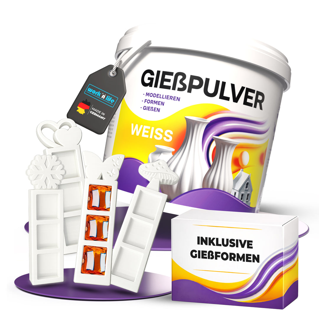 Gießpulver Weiß 1kg im Oster- SET inkl. Silikonformen