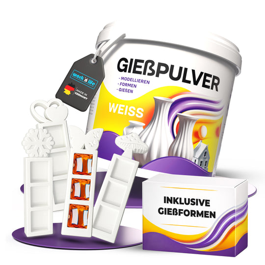 Gießpulver Weiß 1kg im Oster- SET inkl. Silikonformen