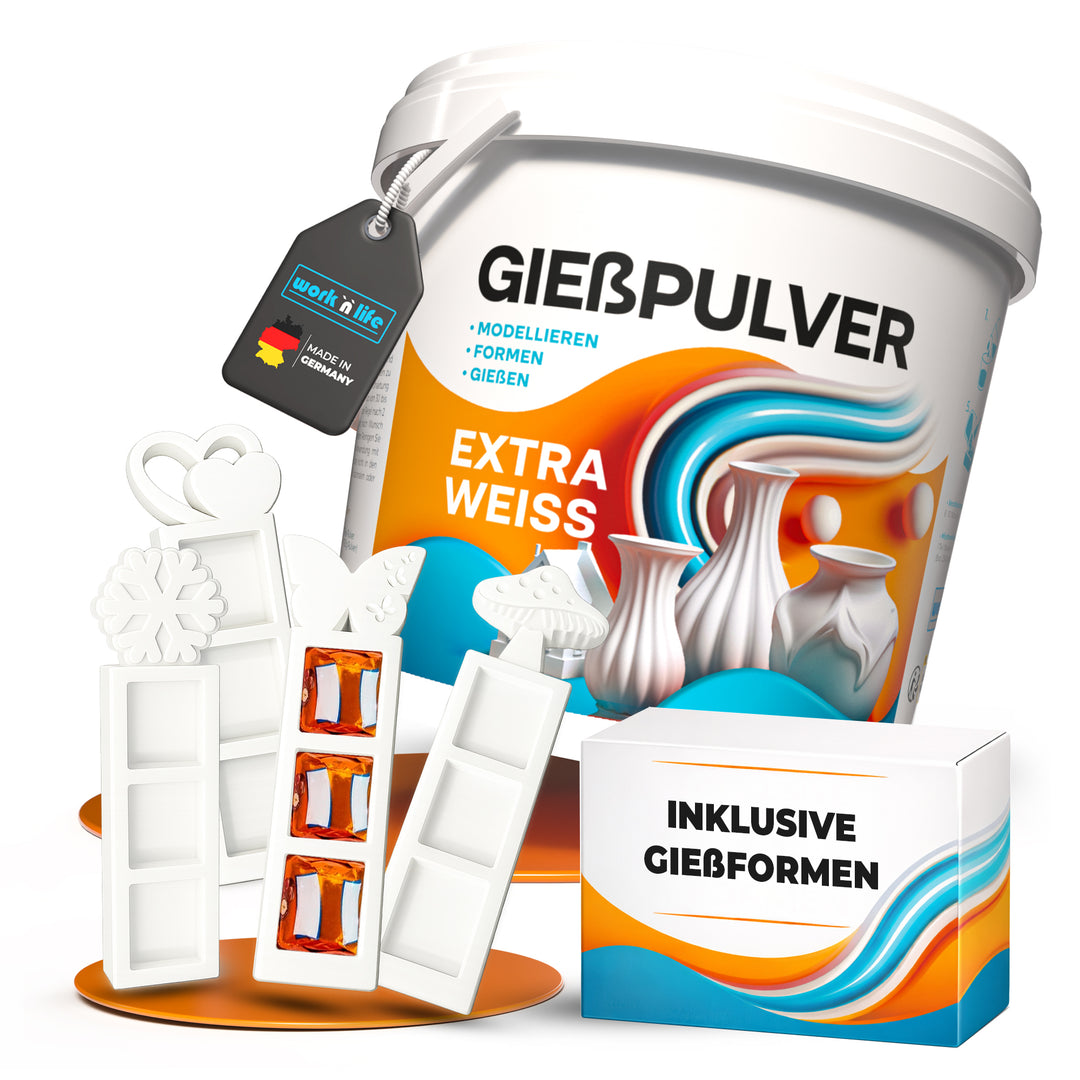 Gießpulver Extra Weiß 1kg im Oster- SET inkl. Silikonformen